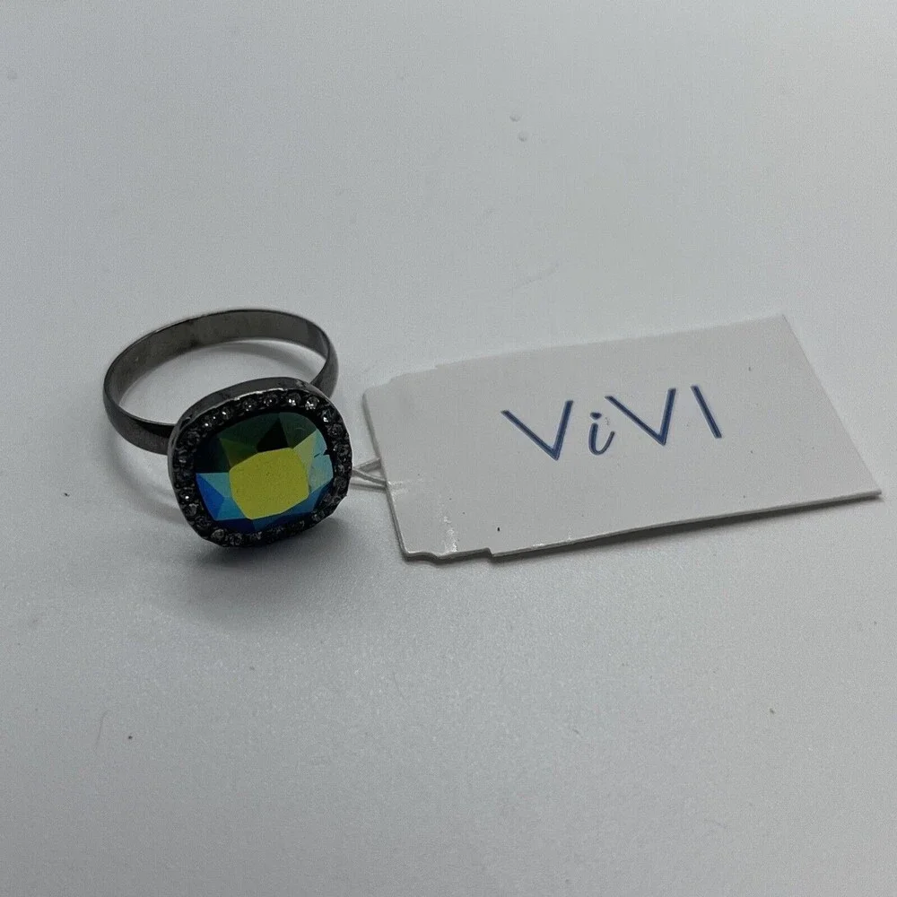 ViVl Set of 3 Mixed Ring Bundle Lot Gold Silver Crystal New With Tags Sz 7